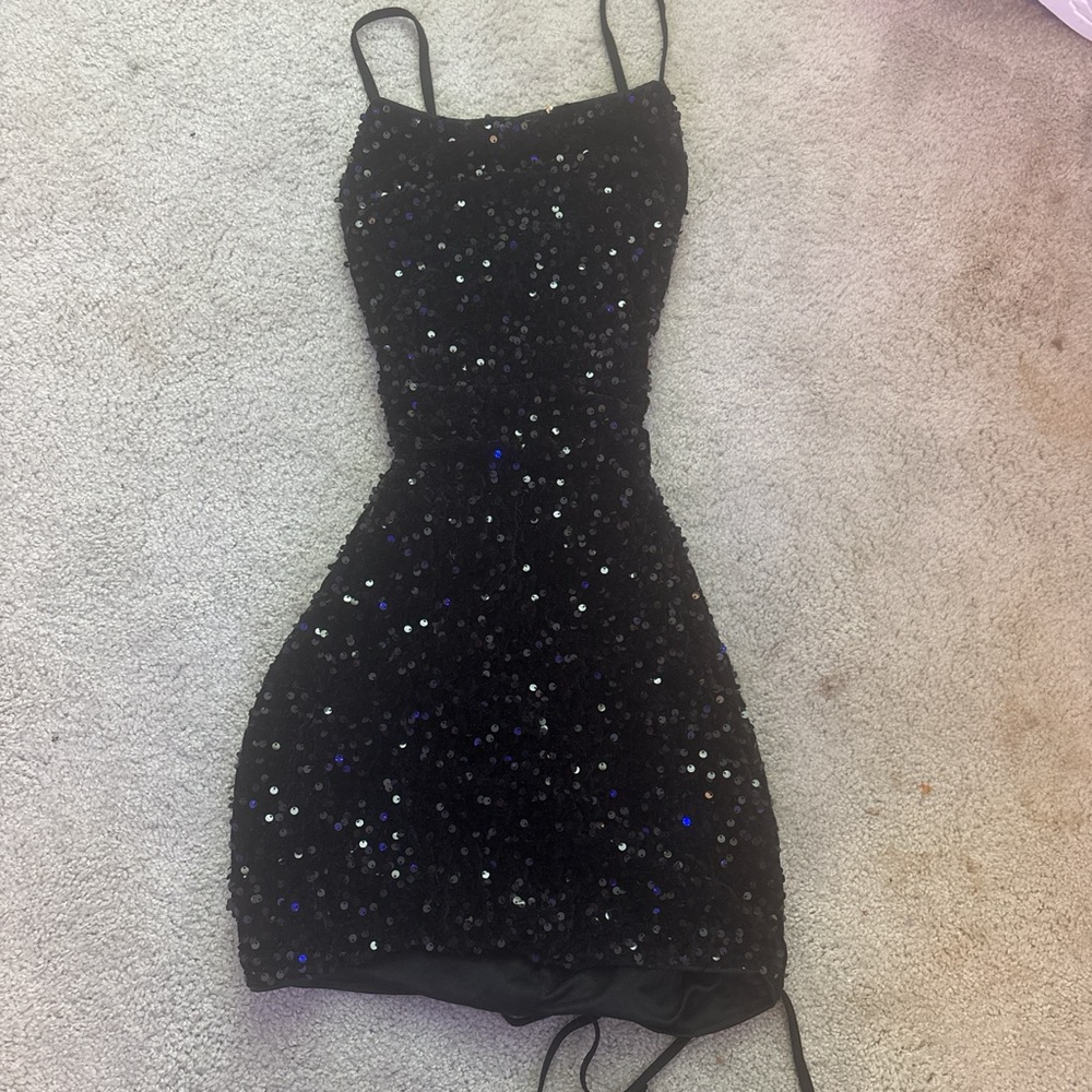 Black Sequin Mini Dress